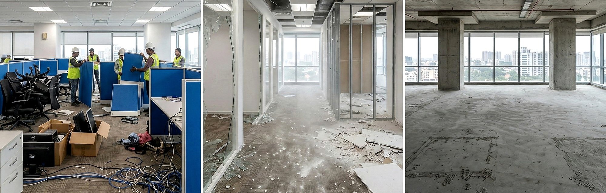 Office dismantling team in action - Ubigtus Solutions Bangalore